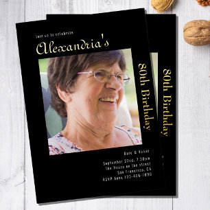 Invitation En Aluminium 80e anniversaire Black Gold