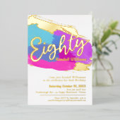 Invitation En Aluminium 80e anniversaire fête d'or photo brillant art abst (Debout devant)