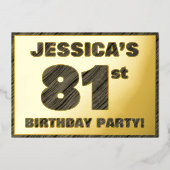 Invitation En Aluminium 81e fête d'anniversaire — Bold, Faux Wood Grain Te (Recto)