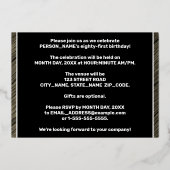 Invitation En Aluminium 81e fête d'anniversaire — Bold, Faux Wood Grain Te (Verso)