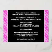 Invitation En Aluminium 81e fête d'anniversaire — Coeurs et rayures roses  (Verso)