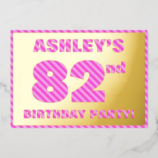 Invitation En Aluminium 82e fête d'anniversaire — Audacieux, amusant, rose (Recto)