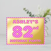 Invitation En Aluminium 82e fête d'anniversaire — Audacieux, amusant, rose (Debout devant)
