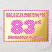 Invitation En Aluminium 83e fête d'anniversaire — Gras, amusant, rose rayu (Recto)