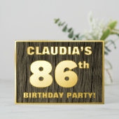 Invitation En Aluminium 86e Birthday Party: Bold, Faux Wood Grain Pattern (Debout devant)