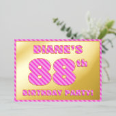 Invitation En Aluminium 88e fête d'anniversaire — Gras, amusant, rose rayu (Debout devant)