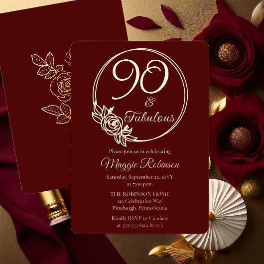 Invitation En Aluminium 90 et fabuleuse 90e fête d'anniversaire bloquée