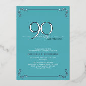 Invitation En Aluminium 90 & Fabuleux Anniversaire Turquoise & Argent (Recto)
