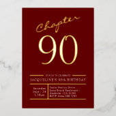 Invitation En Aluminium 90 Rouge 90e Anniversaire de la fête Gold (Recto)