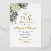 Invitation En Aluminium 90e Anniversaire Bleu Élégant Photo Fête (Verso)