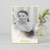 Invitation En Aluminium 90e anniversaire Elégant Monogramme photo Annivers (Debout devant)