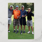 Invitation En Aluminium 90e fête d'anniversaire bleu feuille d'or photo bi (Verso)