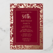 Invitation En Aluminium 90e fête d'anniversaire personnalisée Textured Ele (Recto)