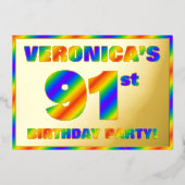 Invitation En Aluminium 91e fête d'anniversaire — Amusant, Rainbow Spectru (Recto)