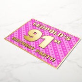 Invitation En Aluminium 91e fête d'anniversaire — Coeurs et rayures roses  (Rotation)