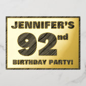 Invitation En Aluminium 92e fête d'anniversaire — Bold, Faux Wood Grain Te (Recto)