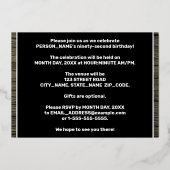 Invitation En Aluminium 92e fête d'anniversaire : Bold, Motif de céréales  (Verso)