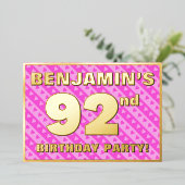 Invitation En Aluminium 92e fête d'anniversaire — Coeurs et rayures roses  (Debout devant)