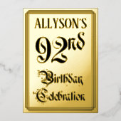 Invitation En Aluminium 92e fête d'anniversaire — Script élégant + Nom per (Recto)