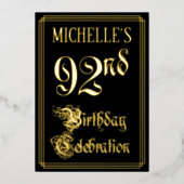 Invitation En Aluminium 92e fête d'anniversaire — Script fantaisie et nom  (Recto)