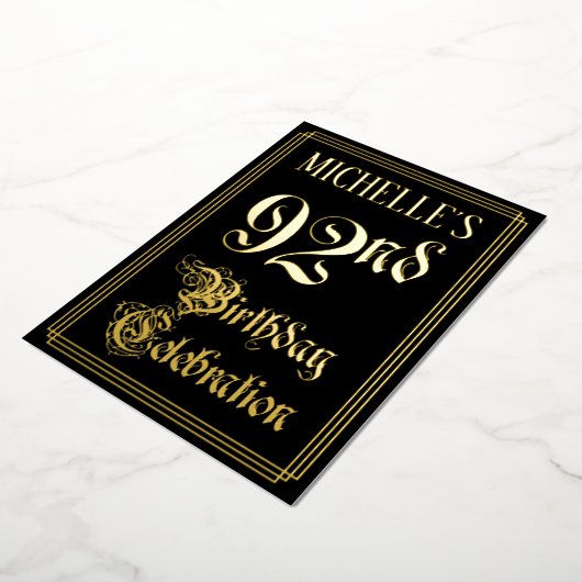 Invitation En Aluminium 92e fête d'anniversaire — Script fantaisie et nom (Rotation)