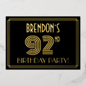 Invitation En Aluminium 92e fête d'anniversaire — Style Art Déco "92" + No (Recto)