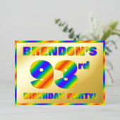 Invitation En Aluminium 93e fête d'anniversaire — Amusant, Rainbow Spectru (Debout devant)
