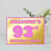 Invitation En Aluminium 93e fête d'anniversaire — Audacieux, amusant, rose (Debout devant)