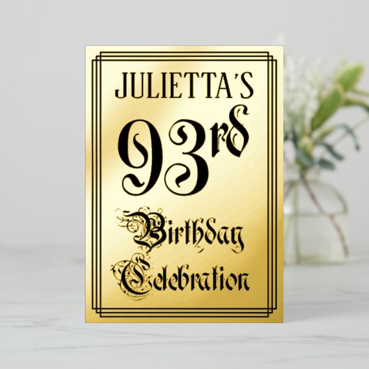Invitation En Aluminium 93e fête d'anniversaire — Script élégant + Nom per (Debout devant)