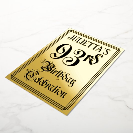 Invitation En Aluminium 93e fête d'anniversaire — Script élégant + Nom per (Rotation)