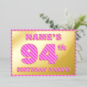 Invitation En Aluminium 94e fête d'anniversaire — Gras, amusant, rose rayu (Debout devant)