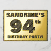 Invitation En Aluminium 94e fête d'anniversaire — Gras, Faux Wood Grain Te (Recto)