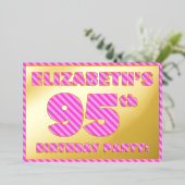 Invitation En Aluminium 95e fête d'anniversaire — Gras, amusant, rose rayu (Debout devant)