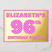 Invitation En Aluminium 96e fête d'anniversaire — Audacieux, amusant, rose (Recto)