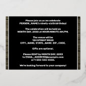 Invitation En Aluminium 96e fête d'anniversaire : Bold, Motif de céréales (Verso)