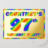 Invitation En Aluminium 97e fête d'anniversaire — Amusant, Rainbow Spectru (Recto)