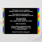 Invitation En Aluminium 98e fête d'anniversaire — Amusant, Rainbow Spectru (Verso)