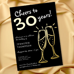 Invitation En Aluminium À 30 Ans Champagne d'Or Anniversaire