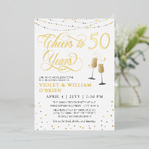 Invitation En Aluminium À 50 Ans d'Élégant Anniversaire de Mariage