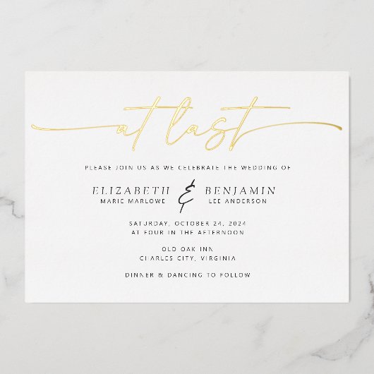 Invitation En Aluminium À Dernier Mariage horizontal (Recto)