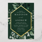Invitation En Aluminium Abbé Greenery Frame Wedding Gold (Recto)