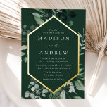 Invitation En Aluminium Abbé Greenery Frame Wedding Gold<br><div class="desc">Invitations de mariage élégantes avec vos détails mariages nichés à l'intérieur d'un cadre en feuille d'or entouré d'eucalyptus, fougères et autres riches verdure avec un arrière - plan vert foncé. Les invitations de mariage botaniques modernes s'inversent à un arrière - plan vert solide. Conçu pour coordonner avec notre collection de...</div>