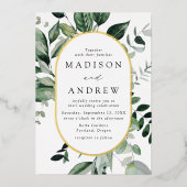 Invitation En Aluminium Abbé Greenery Gold Oval Frame Wedding (Recto)