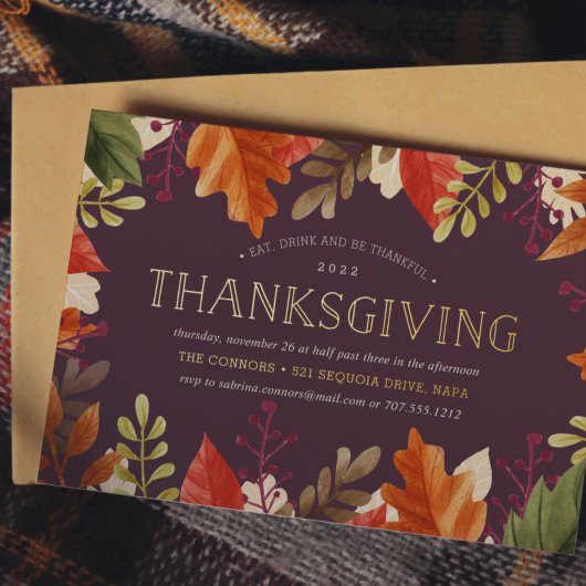 Invitation En Aluminium Abondance d'automne | Dîner de Thanksgiving