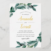 Invitation En Aluminium Abondant feuillage | Aquarelle Mariage de verdure (Recto)