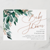 Invitation En Aluminium Abondant feuillage | Baby shower neutre (Recto)