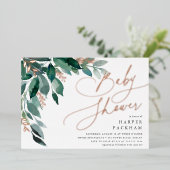 Invitation En Aluminium Abondant feuillage | Baby shower neutre (Debout devant)
