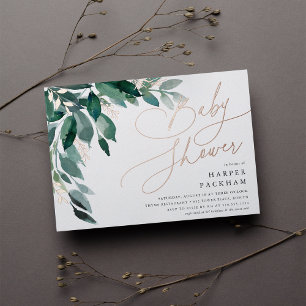Invitation En Aluminium Abondant feuillage Baby shower neutre