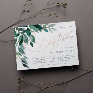 Invitation En Aluminium Abondant feuillage   Baptême botanique vert