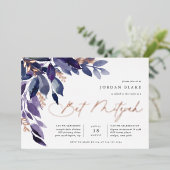 Invitation En Aluminium Abondant feuillage | Bat mitzvah botanique violet (Debout devant)